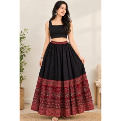 FlareFusion- Ethnic Ajrakh Kali Skirt