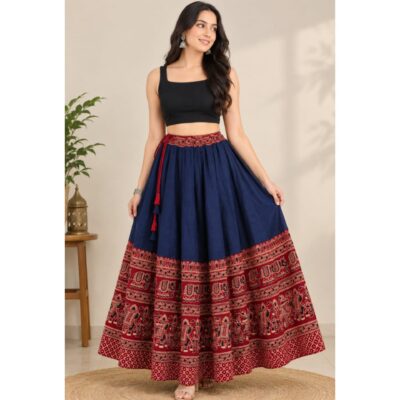 FlareFusion- Ethnic Ajrakh Kali Skirt