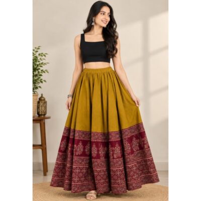FlareFusion- Ethnic Ajrakh Kali Skirt