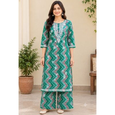 Ragini- Embroidered Leheriya Kurta Set
