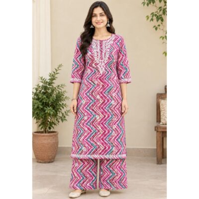 Ragini- Embroidered Leheriya Kurta Set