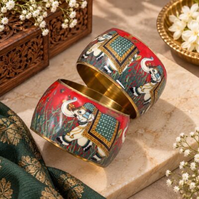Rajsi- Elephant Motif German Silver Kadas