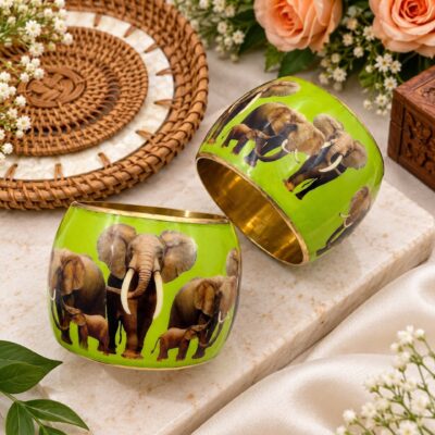 Rajsi- Elephant Motif German Silver Kadas