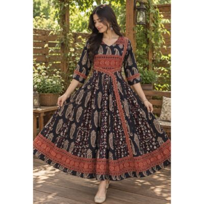 Inaya- Ajrakh Print Flared One Piece