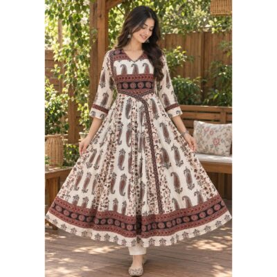 Inaya- Ajrakh Print Flared One Piece