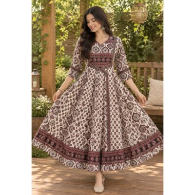 Ishani- Ajrakh Print Flared One Piece