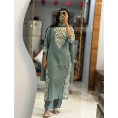 Peher- Embroidered Cotton 3-Piece Suit Set