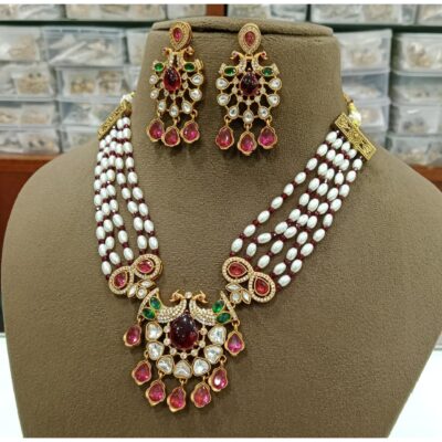 Zevar- Royal Kundan Pearl Jewellery Set