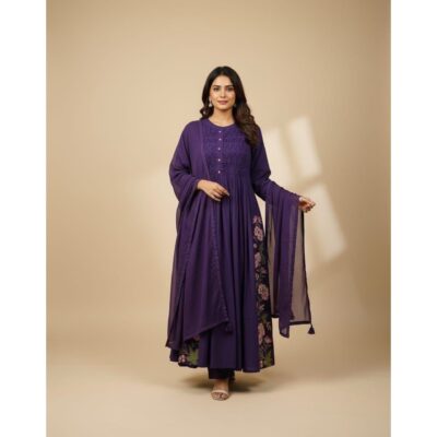 Amara- Floral Embroidered Flared Suit Set