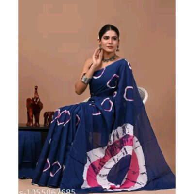 Mihika- Classic Printed Mulmul Saree