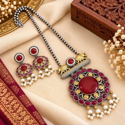 Swarna- Ethnic Pearl Stone Jewellery Set