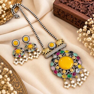 Swarna- Ethnic Pearl Stone Jewellery Set