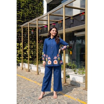 Prakriti- Floral Threadwork Cotton Co-ord Set