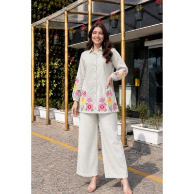 Prakriti- Floral Threadwork Cotton Co-ord Set