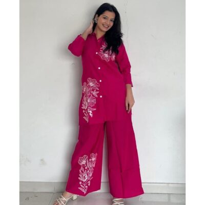 Aarna- Floral Threadwork Cotton Co-ord Set