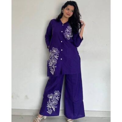 Aarna- Floral Threadwork Cotton Co-ord Set