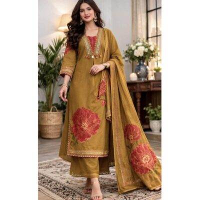 Utsav- 3 Piece Suit Set With Lace Detailing