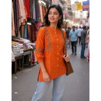 Lavina- Floral Threadwork Short Kurti
