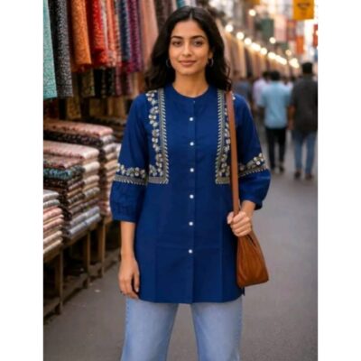 Lavina- Floral Threadwork Short Kurti