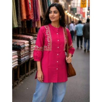 Lavina- Floral Threadwork Short Kurti