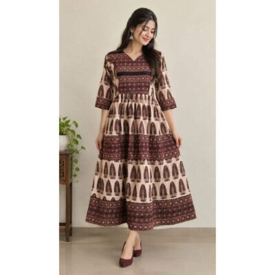 Tarini- Handcrafted Ajrakh Flared One Piece