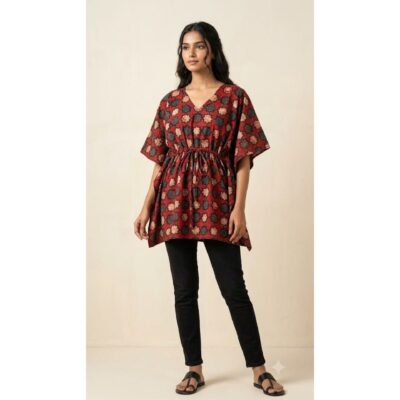 Nirja- Ajrakh Print Cotton Kaftan