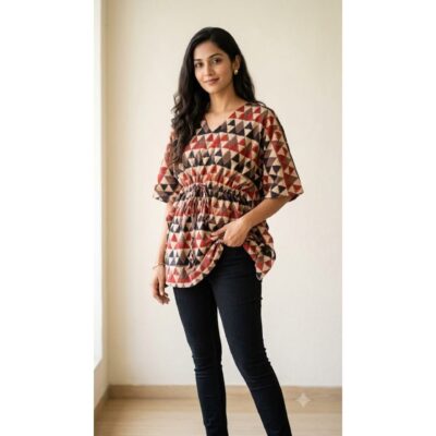 Nirja- Ajrakh Print Cotton Kaftan