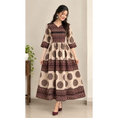 Tarini- Handcrafted Ajrakh Flared One Piece