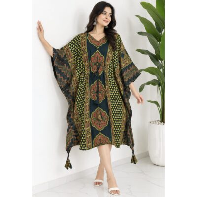 Adaa- Ajrakh Cotton Kaftan