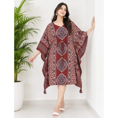 Adaa- Ajrakh Cotton Kaftan