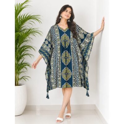 Adaa- Ajrakh Cotton Kaftan