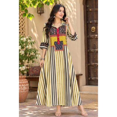 Kairavi- Handcrafted Ajrakh Flared One Piece